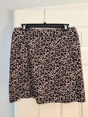 LOFT Pink and Black Leopard Print Mini Skirt